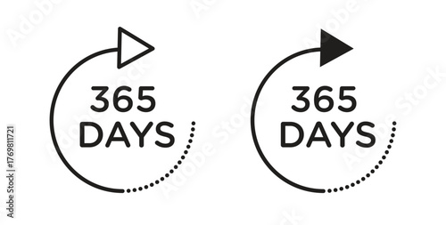 365 Day icons with simple flat and thin stroke style