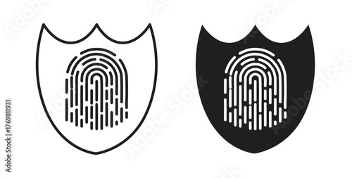 Biometric security icons with simple flat and thin stroke style
