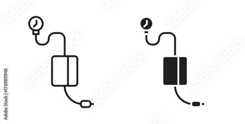 Blood pressure meter icons with simple flat and thin stroke style