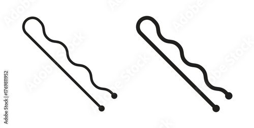 Bobby pin icons with simple flat and thin stroke style