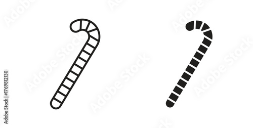 Candy Cane icons with simple flat and thin stroke style