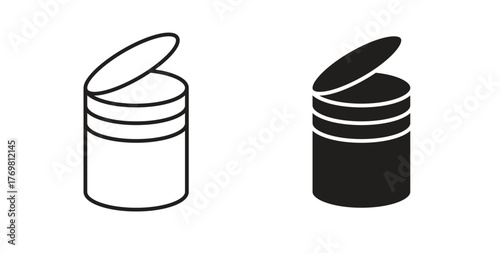 Canned food icons with simple flat and thin stroke style