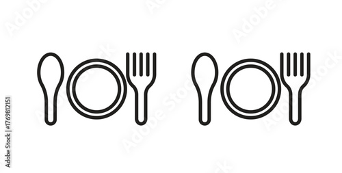 Canteen icons with simple flat and thin stroke style