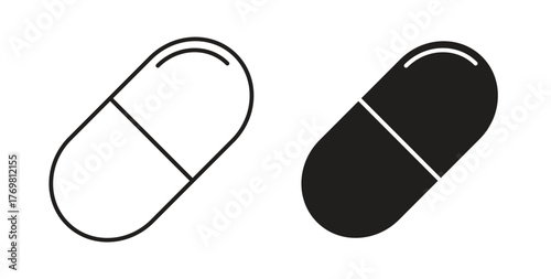 Capsule icons with simple flat and thin stroke style