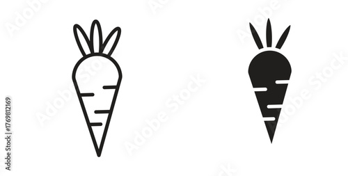 Carrot icons with simple flat and thin stroke style