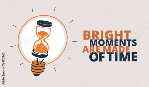 Vector illustration of an hourglass inside a light bulb