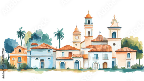 Piriapolis. Piriapolis hand drawn watercolor illustration