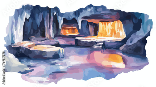 Salt Cathedral of Zipaquira. Salt Cathedral of Zipaquira hand drawn watercolor illustration