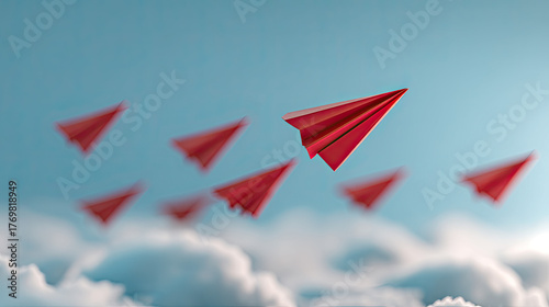 Paper plane flying illustration made with Generative AI