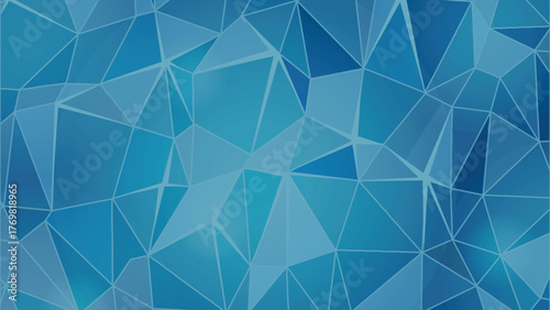 Deep Blue Abstract Low Poly Fractured Ice Background Template Graphic Texture Wallpaper Illustration