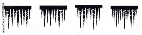 Christmas Icicles Silhouette Vector Illustration – Winter Frozen Dripping Decoration, Frost and Ice Ornament Design for Seasonal Holiday Art, Christmas Scene, and Winter Landscape