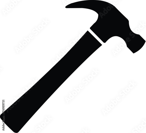 Hammer icon. Black, minimalist icon isolated on white background. Hammer simple silhouette. Web site page and mobile app design vector element.