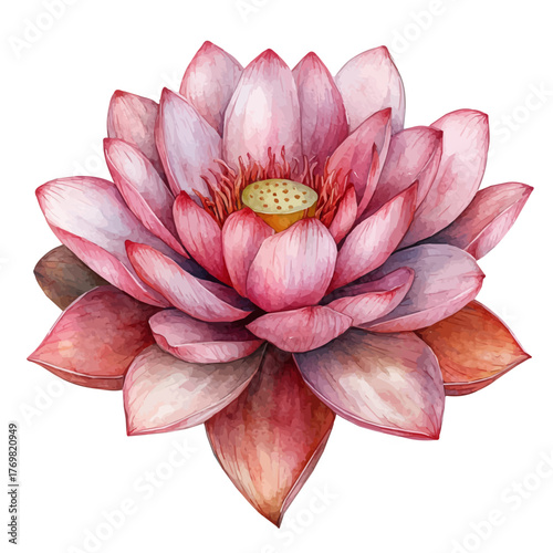 watercolor of Lotus Flower, vector, isolated on a white background.