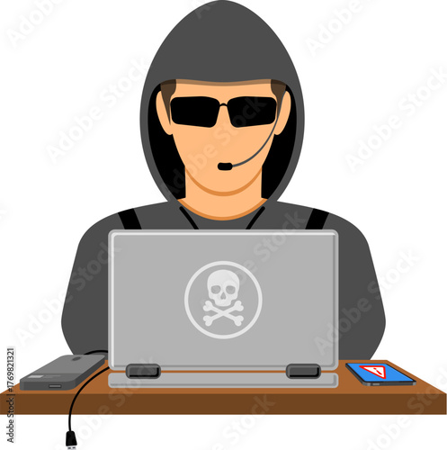 Cyber Crime with Hacker Avatar