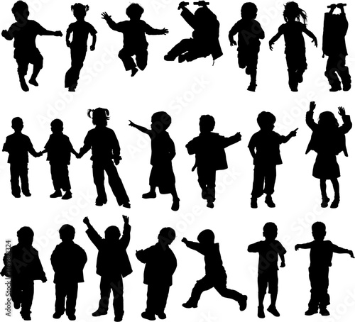 Vector silhouette girls and boys