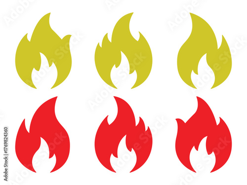 Flame Icons Collection. Fire Symbol Vector Pack