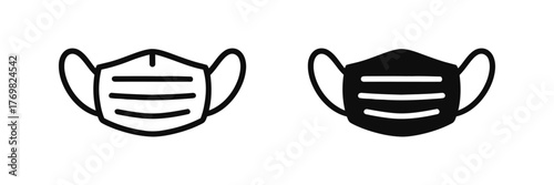 Medical Face Mask Graphic Icons for Prevention Against Viruses and Pollution