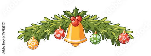 Christmas plant garland decorated bell