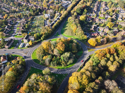 Roundabout in Basingstoke town centre in Autumn