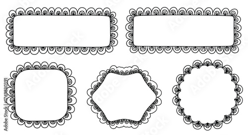 Collection of ornate black and white decorative frames and borders