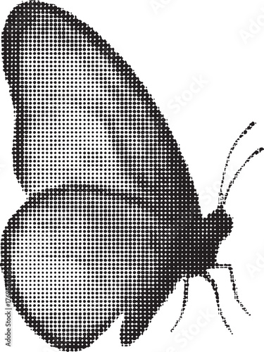 Halftone Butterfly Illustration – Vintage Engraved Insect Art