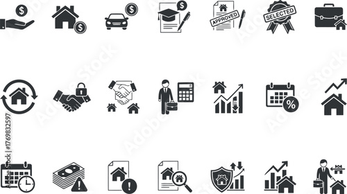 Vector art of real estate and finance icons