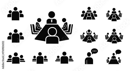 Diverse group of people attending meetings and collaborating together