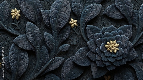 Artistic embossed plaster flower artwork high resolution picture