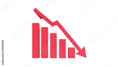 Red bar graph with a downward arrow indicating financial loss against a stark black background Free Download Red bar graph with a downward arrow indicating financial loss against a stark black background - GFXLoad