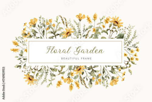 beautiful yellow wildflower watercolor frame