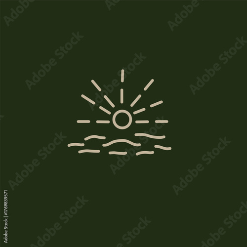 abstract green background with sunset