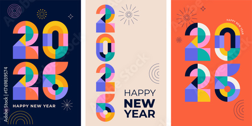 Colorful geometric New Year 2026 banner