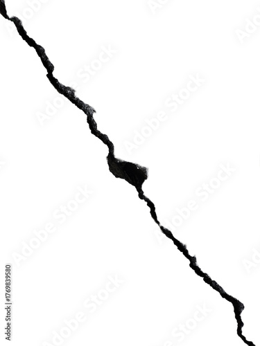 Long irregular asphalt surface crack is isolated.