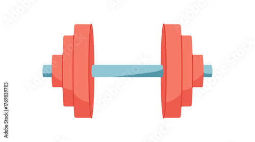 Flat cartoon dumbbell for gym and training. Dumbbell weight equipment for fitness and weightlifting. Strength tool workout exercise. Sport physical activity concept, colorful in style, suitable