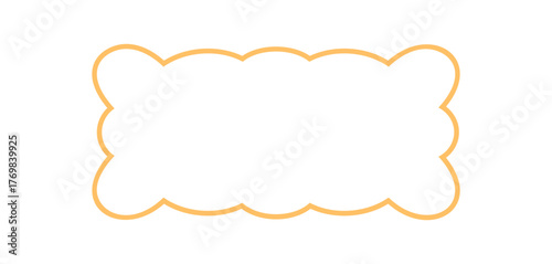 Groovy scallop rectangle outline border in retro cartoon graphic style with wavy edge and bold line form a unique graphic frame. Abstract background and y2k aesthetic, modern element for playful