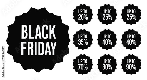 Black friday sale with different discount percentages