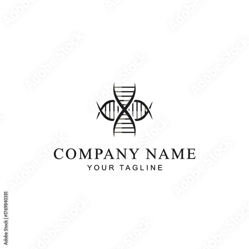 Elegant DNA Helix Cross Logo for Medical and Scientific Companies.