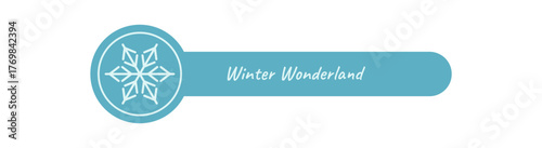 Blue line snowflake lid label with winter frost element in cool decoration. Icy snow flake design for package and christmas, simple blue chill accent, perfect for festive product.