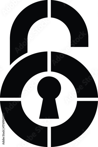 Unlocked Padlock Silhouette Vector – Security Access Icon for Privacy and Technology Design