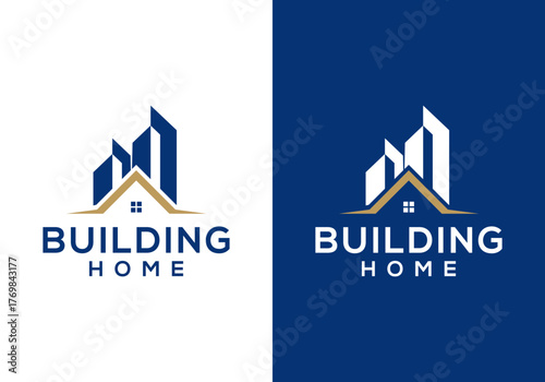 vector logo design icon combination of building with roof