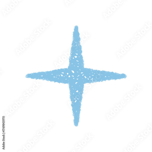 Chalk sketch star burst icon with blue element. Star shape forms a unique spark pattern and magic flare. Festive shine ideal for firework themed backgrounds or creative decoration projects.