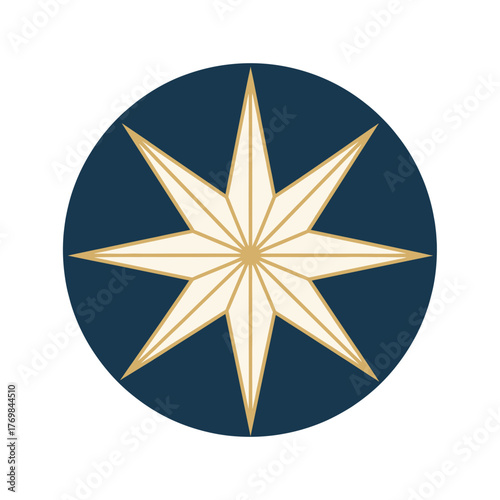 Gilded North Star, Enamel Style Celestial Symbol