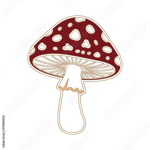 Gilded Amanita Mushroom, Enamel Forest Symbol