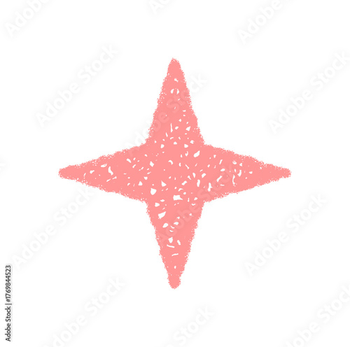 Pink chalk firework star sketch style icon. Magic burst as festive symbol with soft sparkle. Graphic look, with artistic star element, playful mood and modern icon concept in pink for any celebration