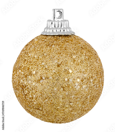 Golden Christmas ball isolated on transparent background