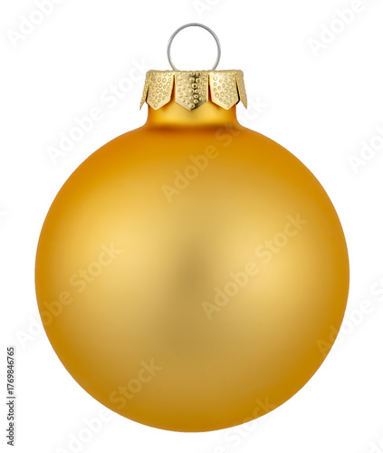 Golden Christmas ball isolated on transparent background