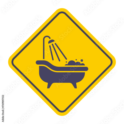 Black bath and shower icon. Flat illustration.