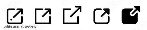 external link icon set. open in new window icons in various black styles with arrow and square shapes. Ideal for web design, hyperlinks, UI interfaces, navigation, and digital connection concepts