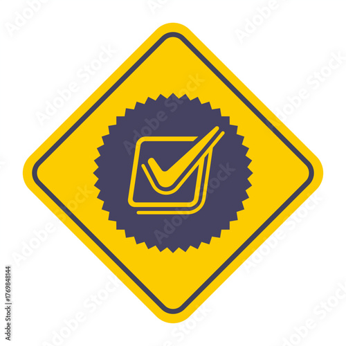 Black check mark icon for elections. Flat illustration.