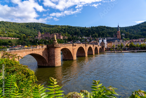 Heidelberg Castle and Old Bridge over the Neckar River.